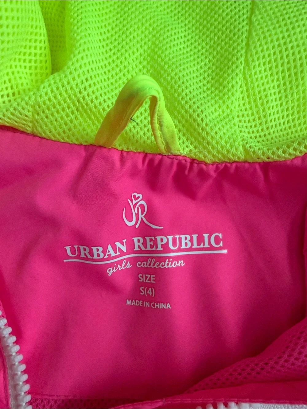 Urban Republic Neon Pink & Neon Yellow Kids Pullover Windbreaker